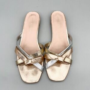 Loeffler Randall Metallic Gold & Silver Slide Sandals